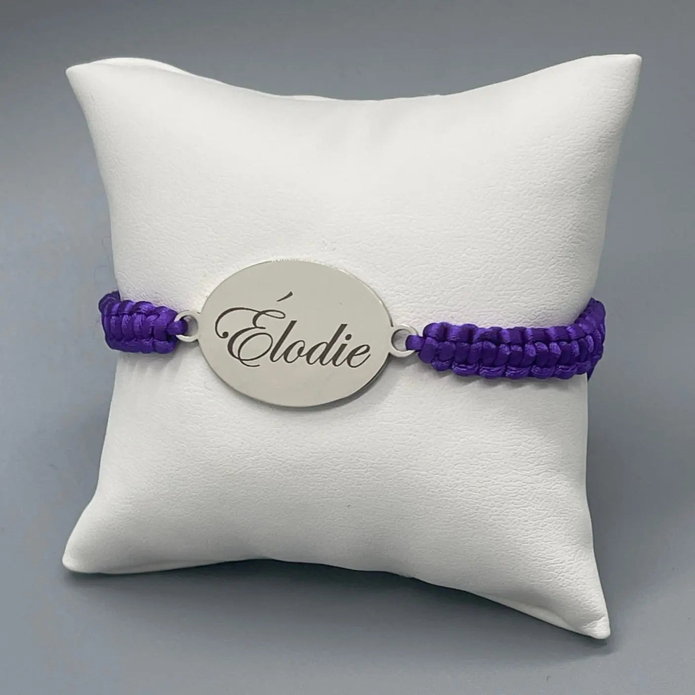Bracelet Personnalisé avec Cordon Violet - Gravure Laser ROUSSILLON CRÉATIONS