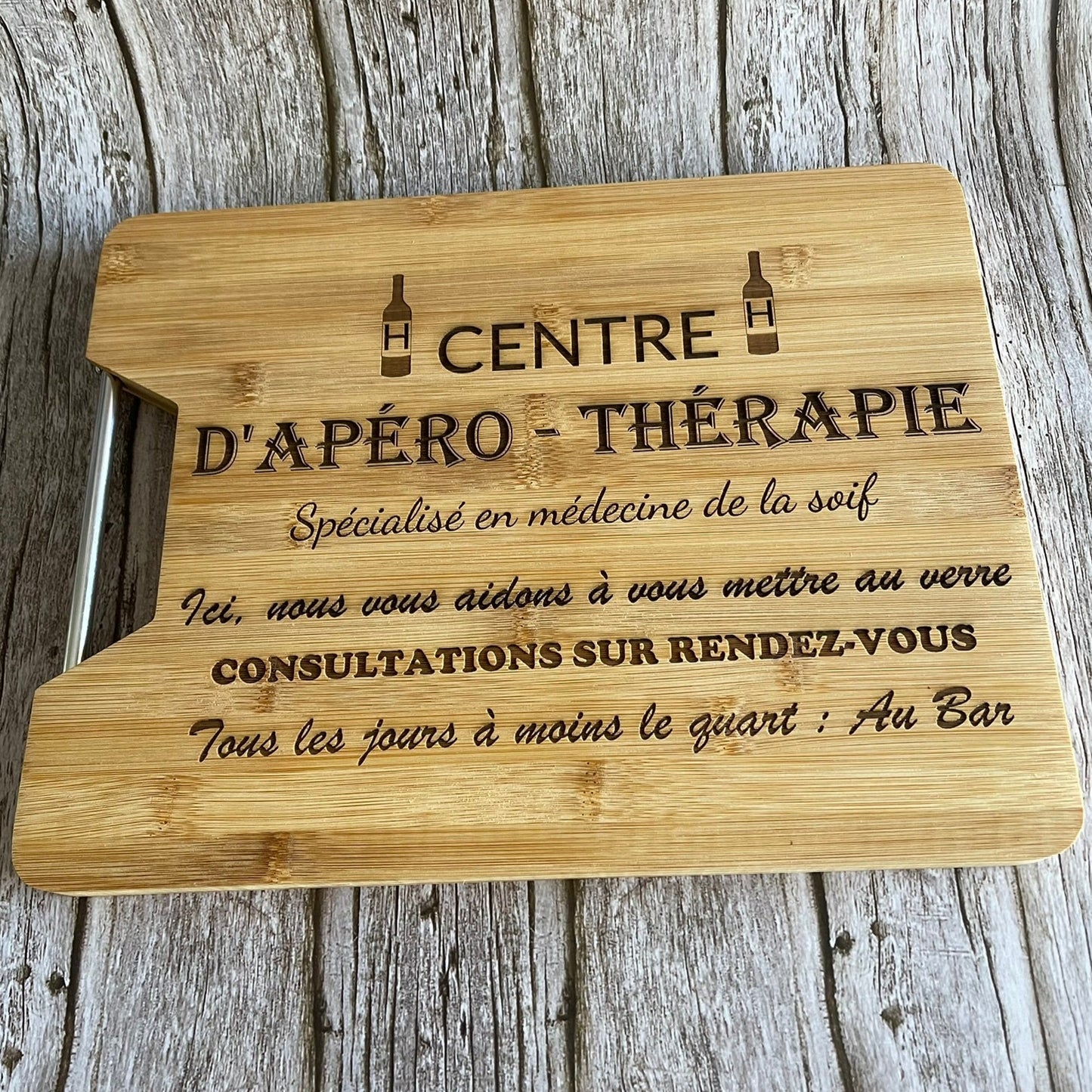 Planche à Découper Bambou "Apéro Thérapie" - Gravure Laser