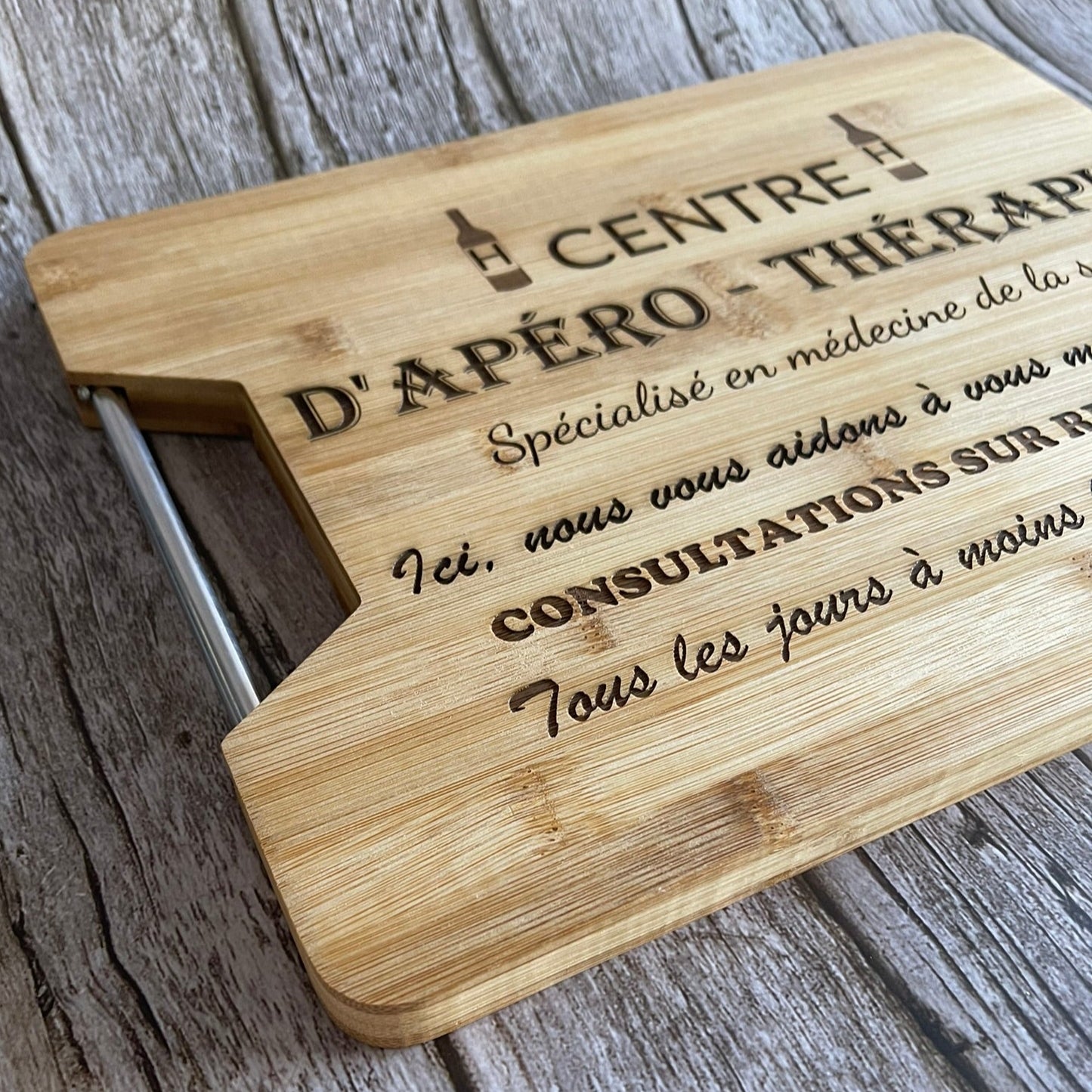 Planche à Découper Bambou "Apéro Thérapie" - Gravure Laser