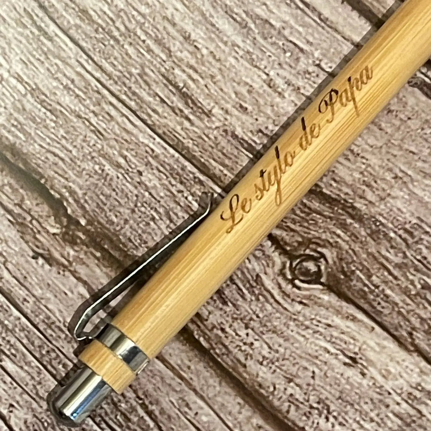 Stylo en bambou gravé « Le stylo de Papa » — Cadeau personnalisé ROUSSILLON CRÉATIONS
