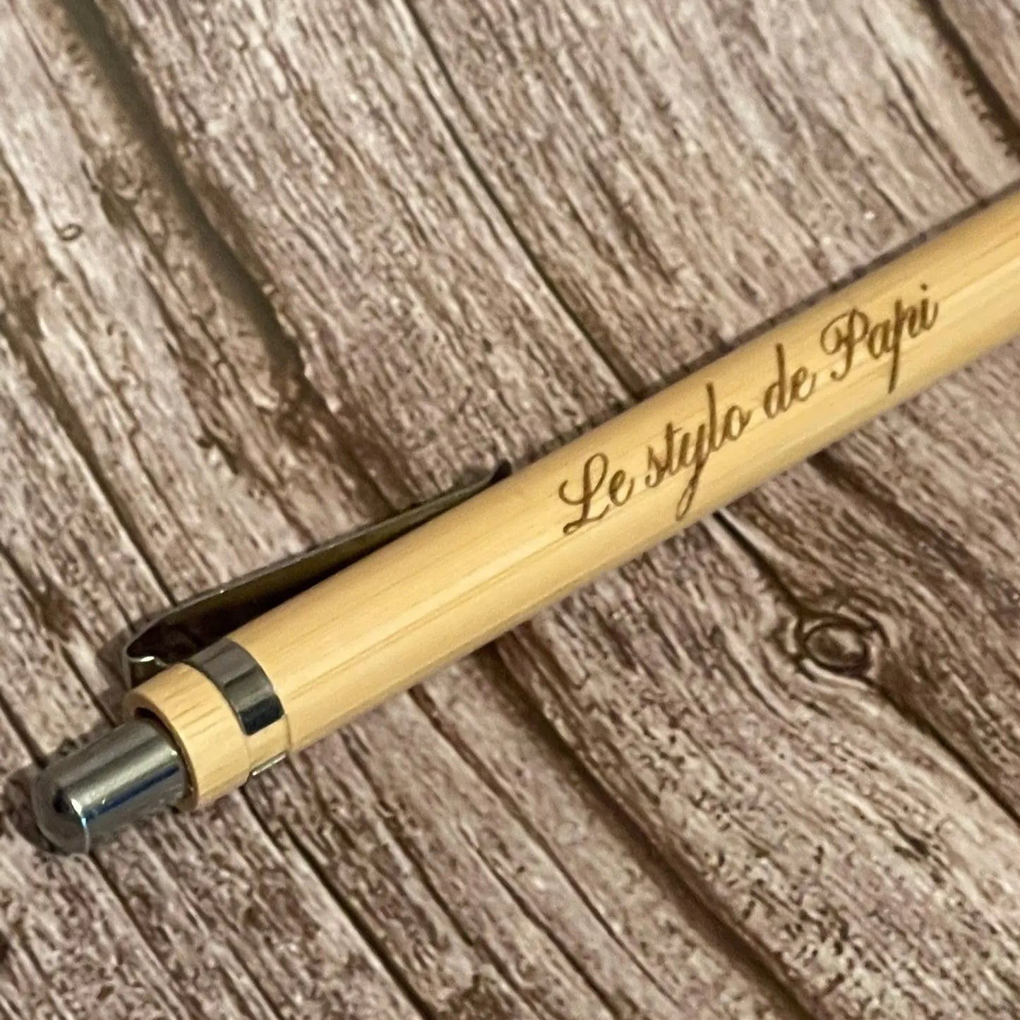 Stylo en bambou gravé « Le stylo de Papi » — Cadeau personnalisé ROUSSILLON CRÉATIONS