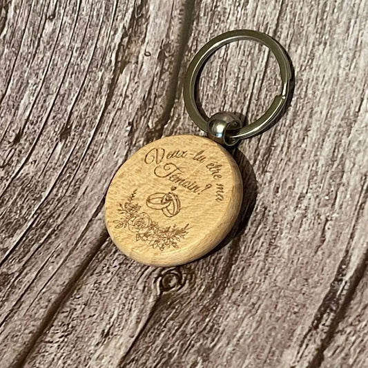Porte-clés Bois Gravé – Veux-tu être ma Témoin ? Mariage Roussillon-Creations-Tautavel-66