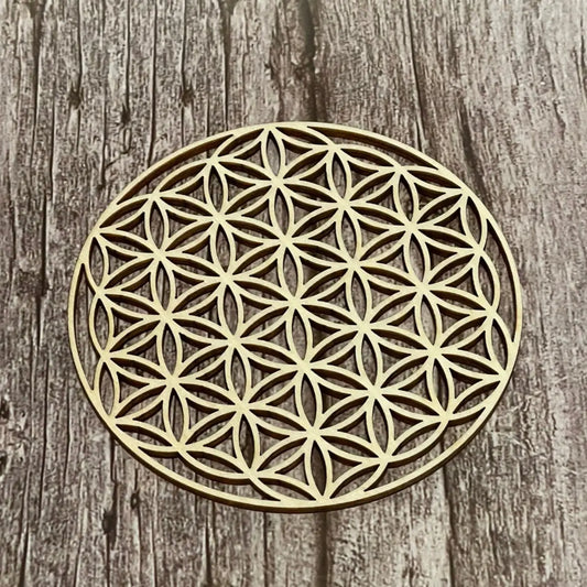 Fleur de Vie en bois–10 cm–Décoration artisanale gravée au laser