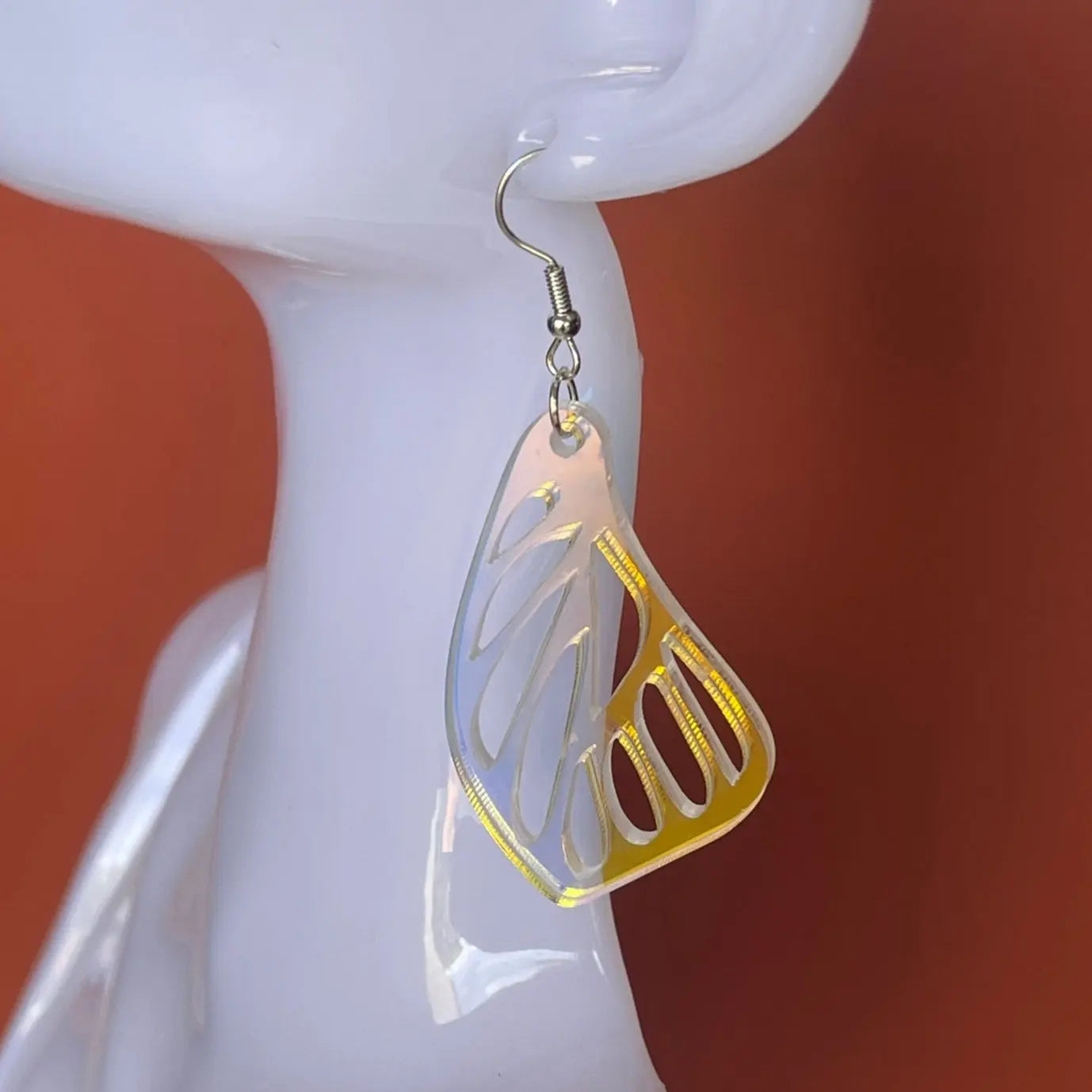 Boucles d'oreilles Aile de Papillon - Acrylique Transparent Holographique ROUSSILLON CRÉATIONS