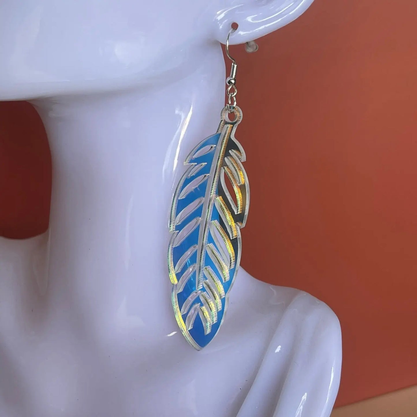 Boucles d'oreilles Plume — Acrylique Holographique ROUSSILLON CRÉATIONS