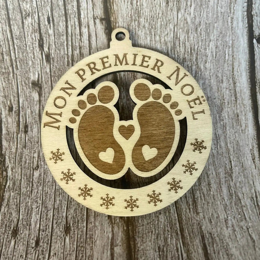 Décoration de Noël "Mon Premier Noël" en bois – Gravure laser personnalisée pour bébé