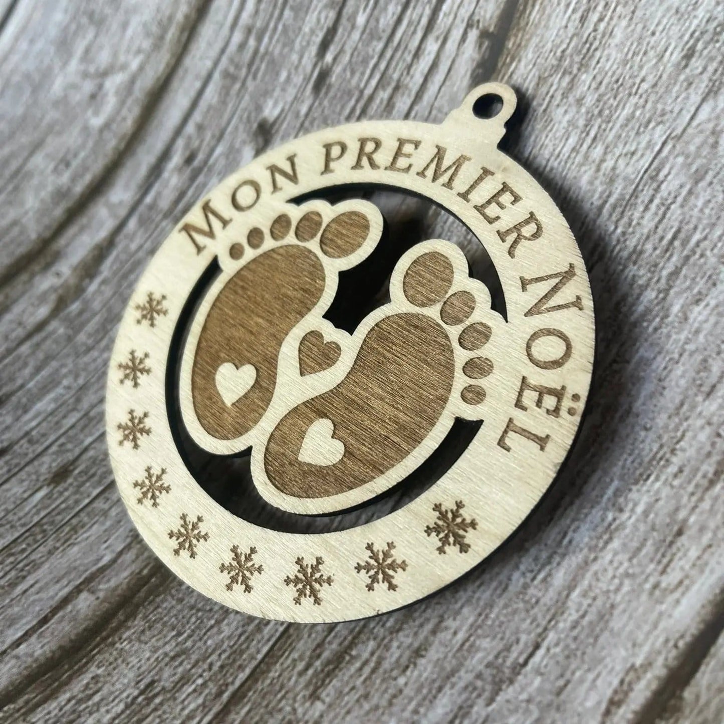 Décoration de Noël "Mon Premier Noël" en bois – Gravure laser personnalisée pour bébé