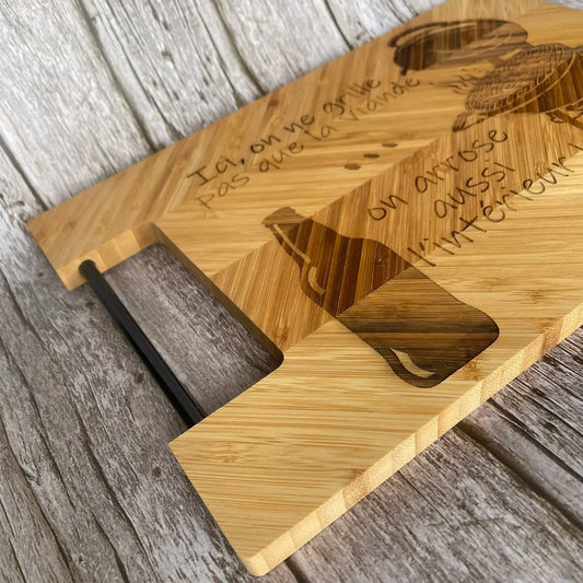 Planche à Découper en bambou "On Arrose Aussi l'Intérieur ! ROUSSILLON CRÉATIONS