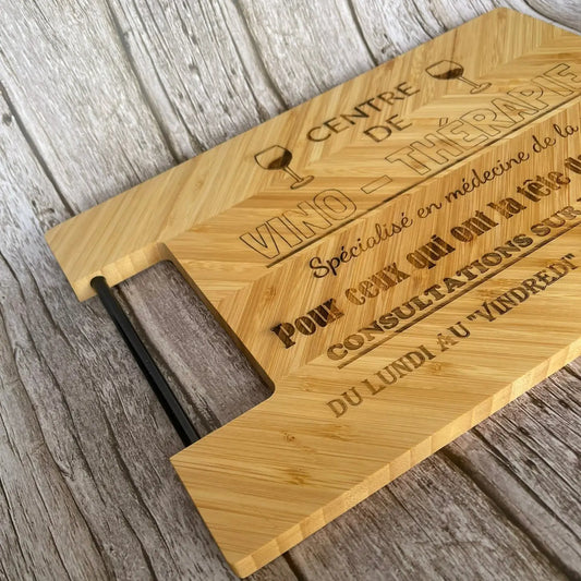 Planche à Découper en bambou "Centre de Vino-Thérapie" ROUSSILLON CRÉATIONS