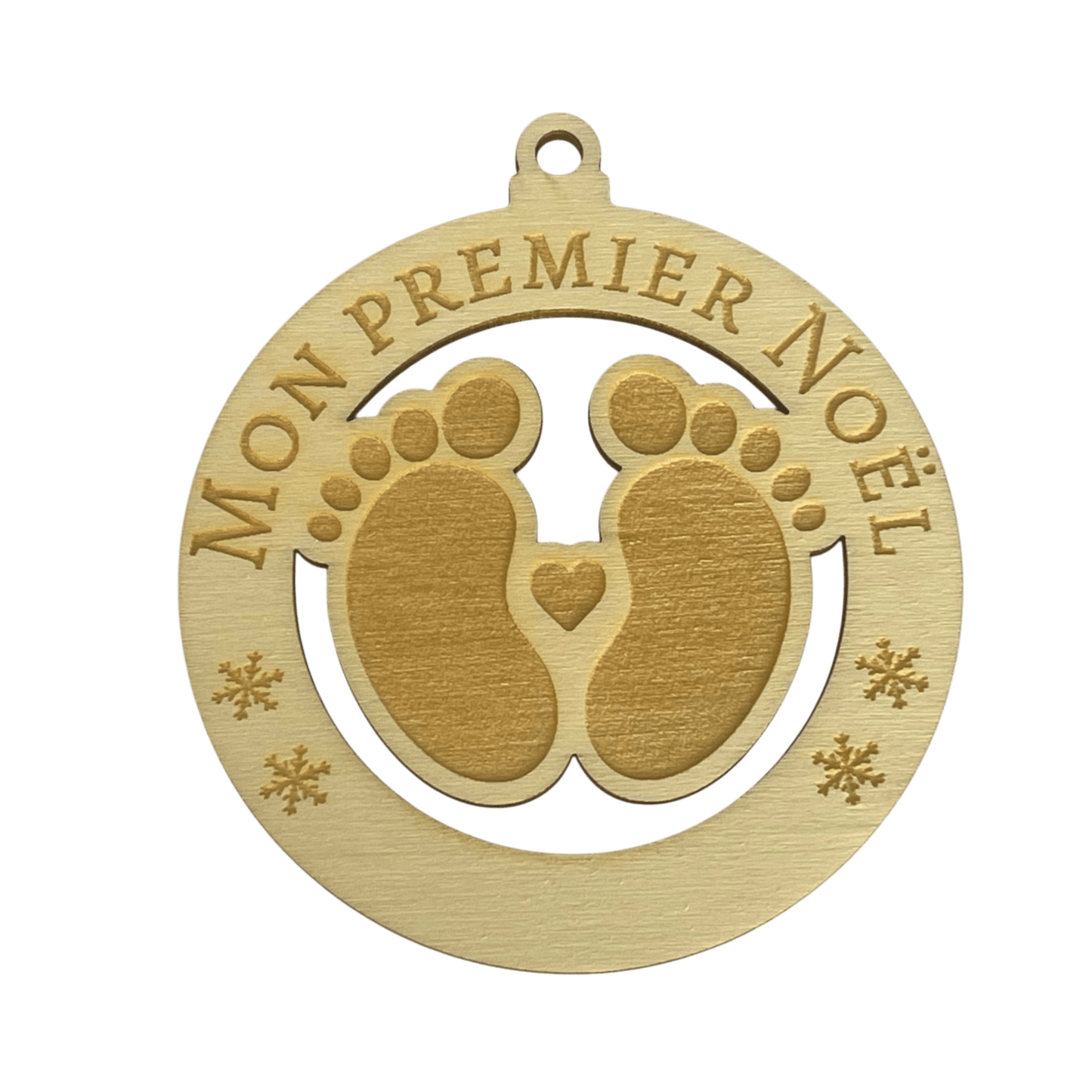 Boule de Noël personnalisable – Mon Premier Noël en bois gravé