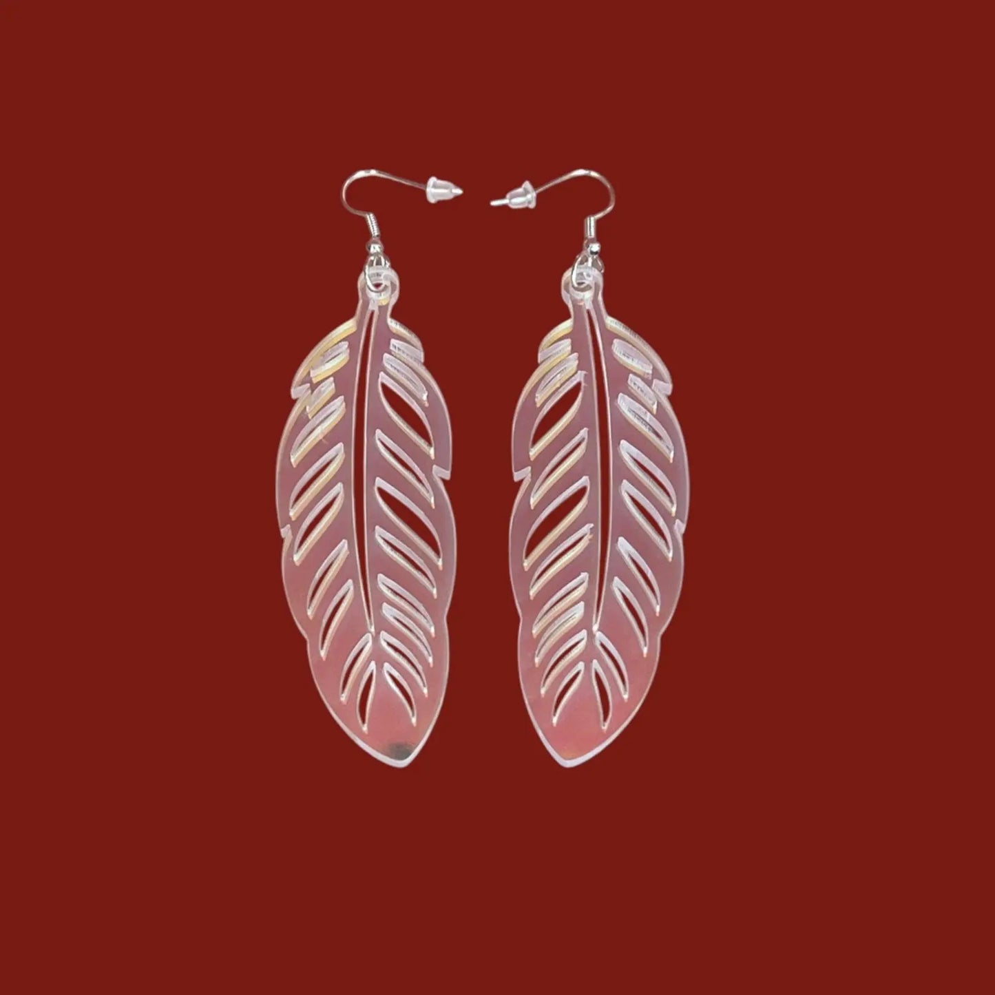 Boucles d'oreilles Plume — Acrylique Holographique ROUSSILLON CRÉATIONS