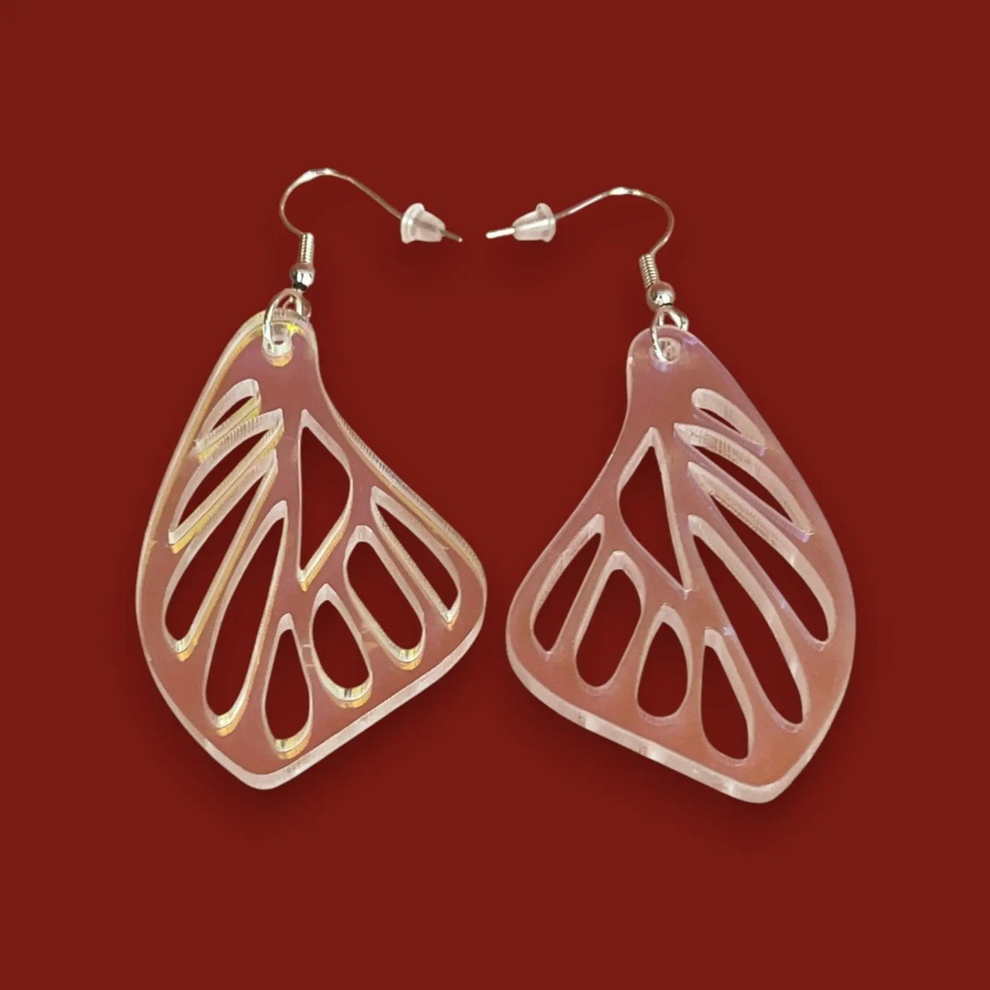 Boucles d'oreilles Aile de Papillon - Acrylique Transparent Holographique ROUSSILLON CRÉATIONS