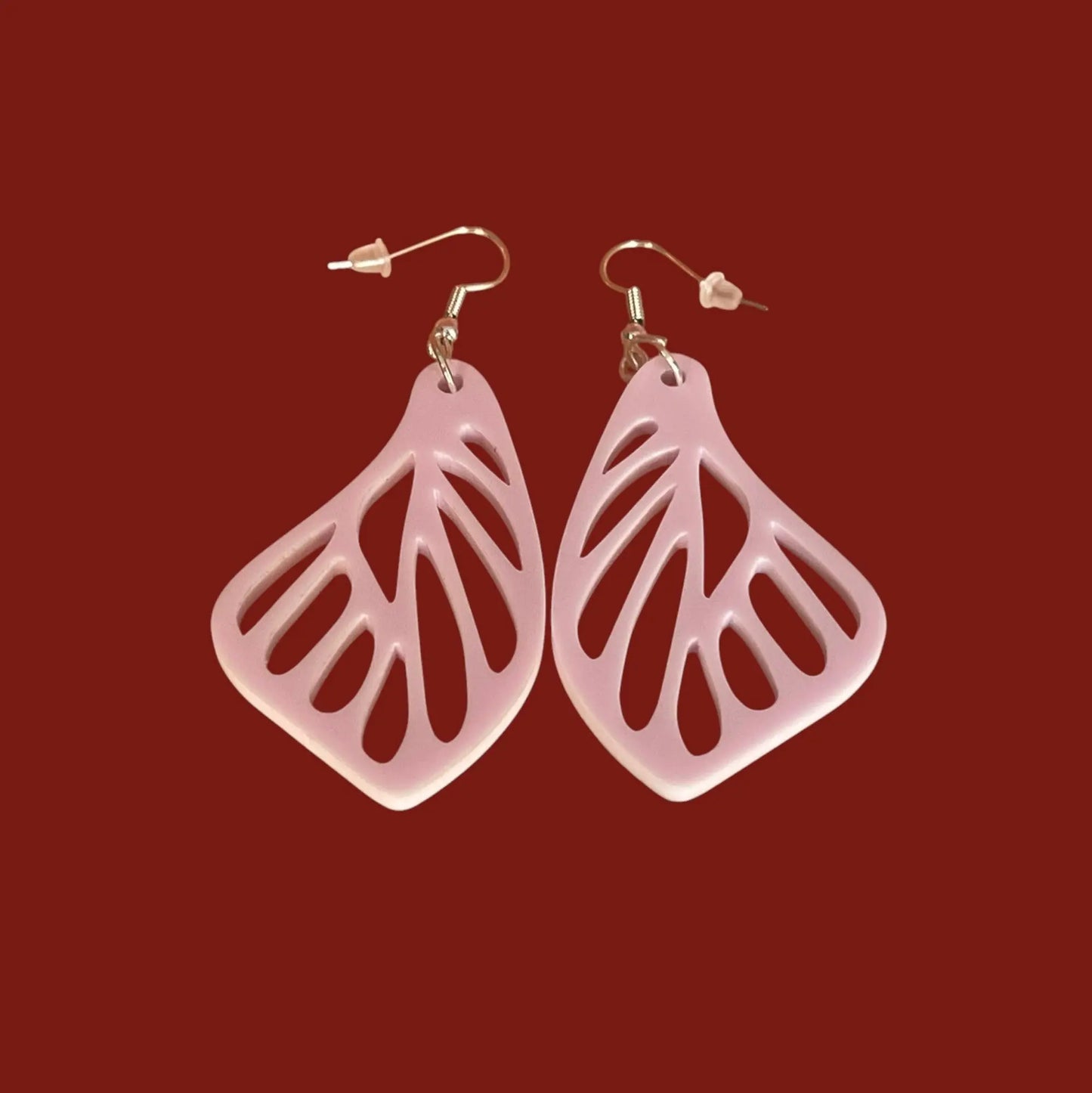 Boucles d’oreilles "Aile de Papillon" — Acrylique Rose Pâle Pastel ROUSSILLON CRÉATIONS