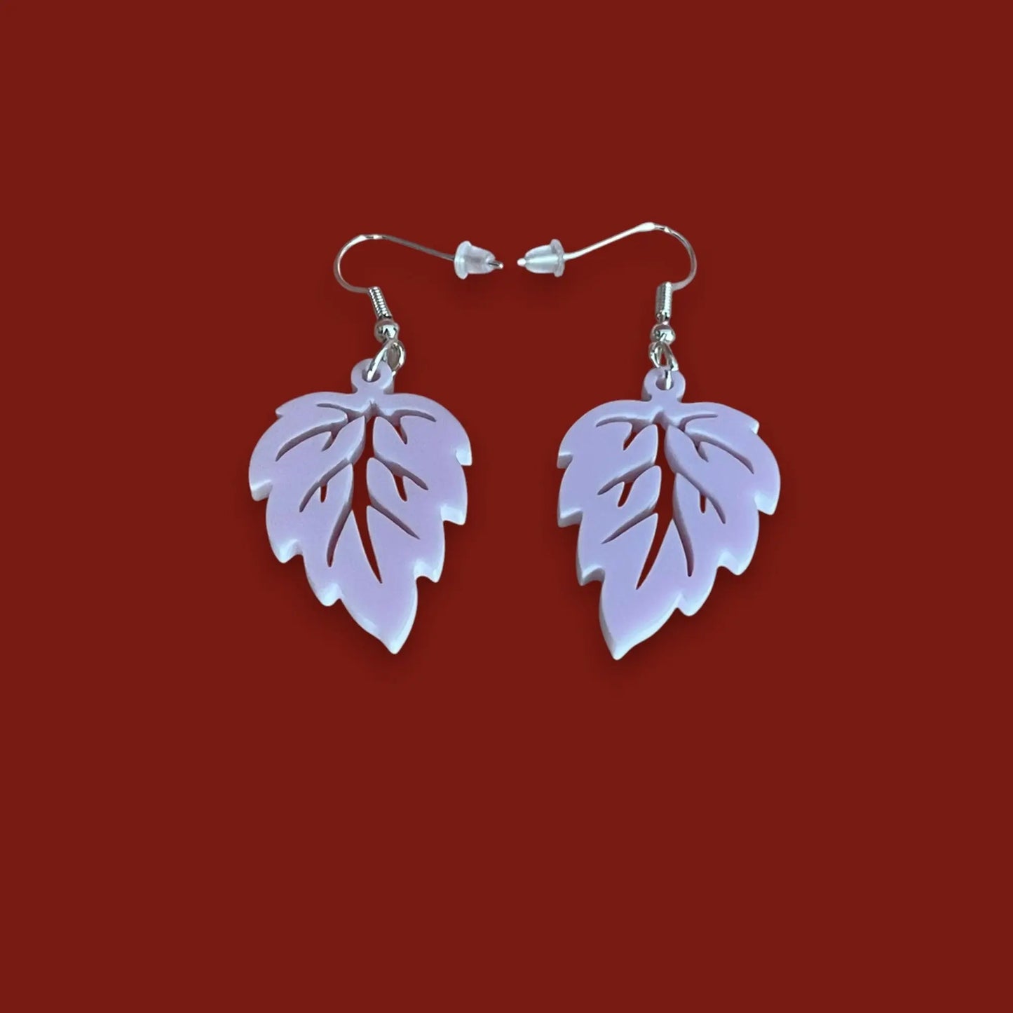 Boucles d’oreilles "Feuille de Vigne" — Acrylique Rose Pâle Pastel ROUSSILLON CRÉATIONS
