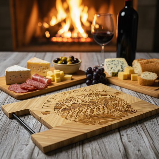 Planche apéro bambou gravée au laser – 10 idées cadeaux apéro originaux – Roussillon Créations Tautavel (66)