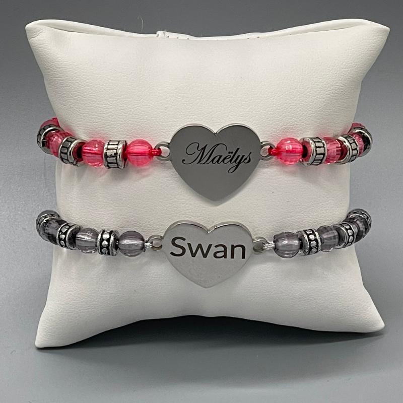 Bracelets cœur personnalisés et gravés par Roussillon Créations