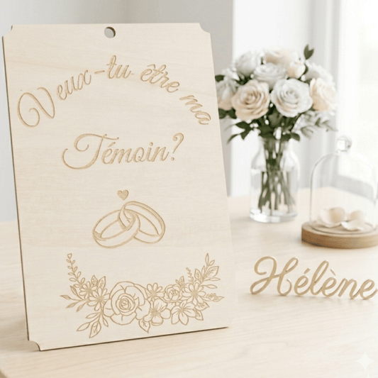 Plaque Bois Gravée – Veux-tu être ma Témoin ?