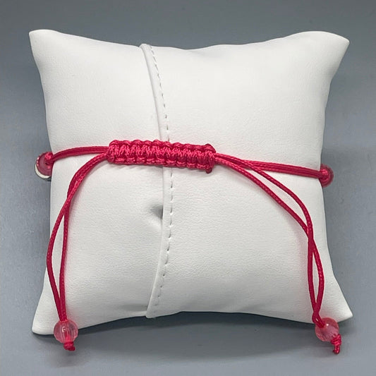 Bracelet Cœur Personnalisé en Perles Roses - Gravure Laser