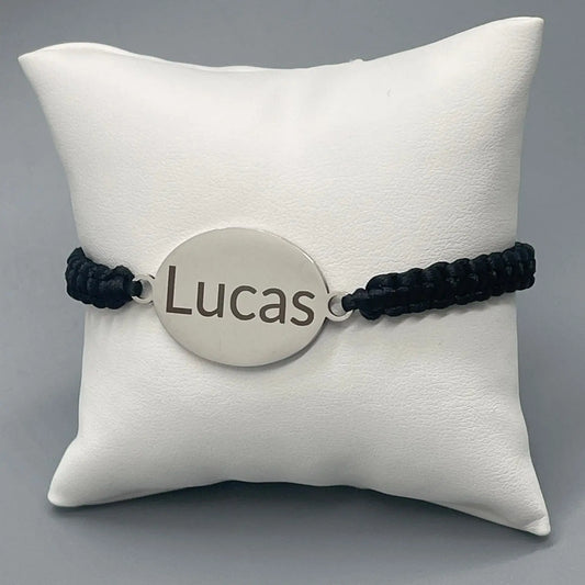 Bracelet Personnalisé avec Cordon Noir - Gravure Laser ROUSSILLON CRÉATIONS