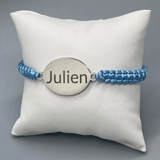 Bracelet Personnalisé avec Cordon Bleu Ciel - Gravure Laser ROUSSILLON CRÉATIONS