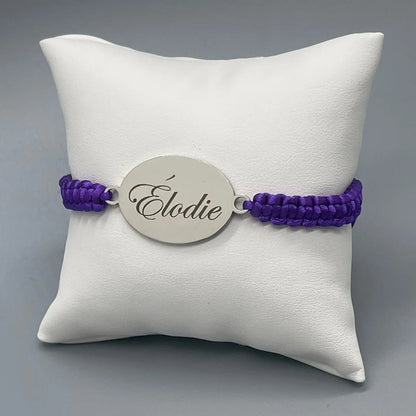 Bracelet Personnalisé avec Cordon Violet - Gravure Laser ROUSSILLON CRÉATIONS