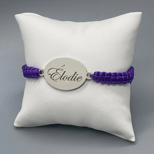 Bracelet Personnalisé avec Cordon Violet - Gravure Laser ROUSSILLON CRÉATIONS