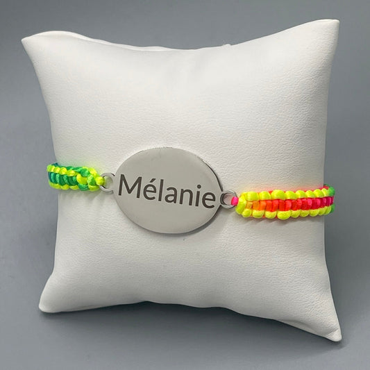Bracelet Personnalisé avec Cordon Multi couleur - Gravure Laser