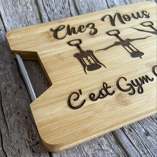 Planche à Découper Bambou "Gym Obligatoire" - Gravure Laser