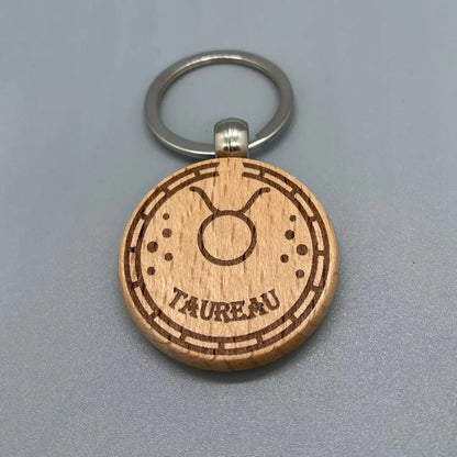 Porte-clé Zodiaque "Taureau" en Bois Gravé au Laser ROUSSILLON CRÉATIONS