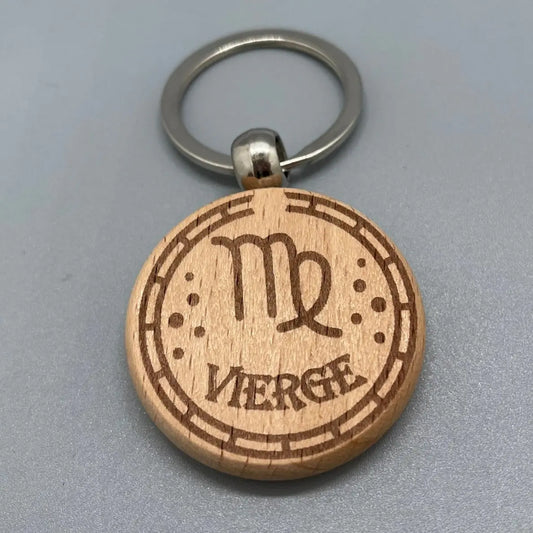 Porte-clé Zodiaque "Vierge" en Bois Gravé au Laser ROUSSILLON CRÉATIONS