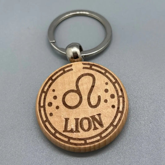 Porte-clé Zodiaque "Lion" en Bois Gravé au Laser ROUSSILLON CRÉATIONS