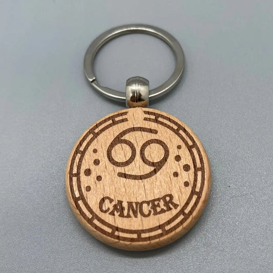 Porte-clé Zodiaque "Cancer" en Bois Gravé au Laser ROUSSILLON CRÉATIONS