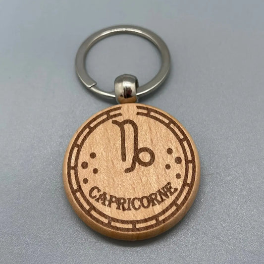 Porte-clé Zodiaque "Capricorne" en Bois Gravé au Laser ROUSSILLON CRÉATIONS