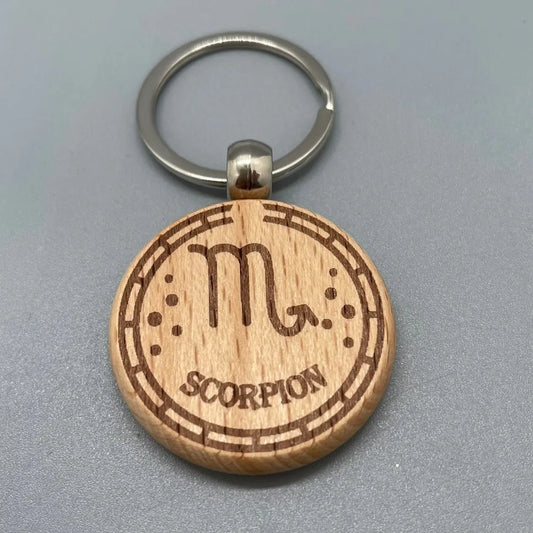 Porte-clé Zodiaque "Scorpion" en Bois Gravé au Laser ROUSSILLON CRÉATIONS