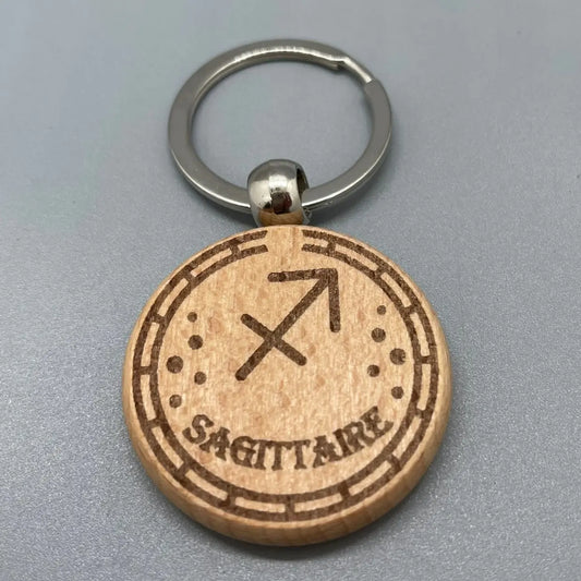 Porte-clé Zodiaque "Sagittaire" en Bois Gravé au Laser ROUSSILLON CRÉATIONS