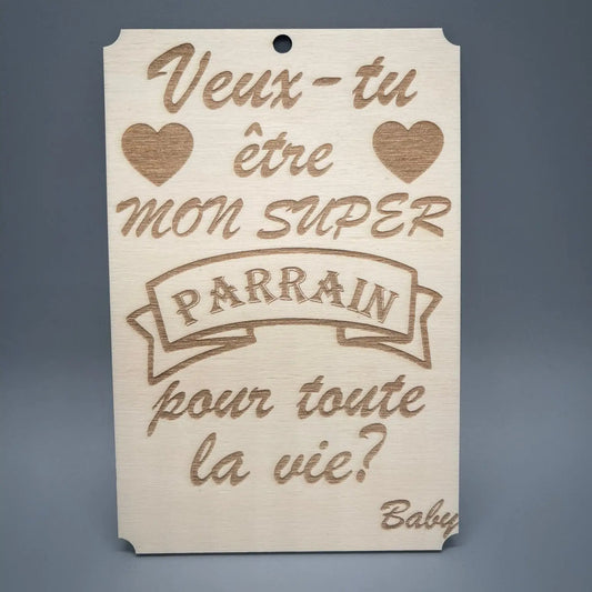 Plaque demande Parrain - Gravure Laser ROUSSILLON CRÉATIONS