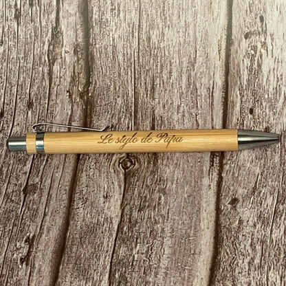 Stylo en bambou gravé « Le stylo de Papa » — Cadeau personnalisé ROUSSILLON CRÉATIONS