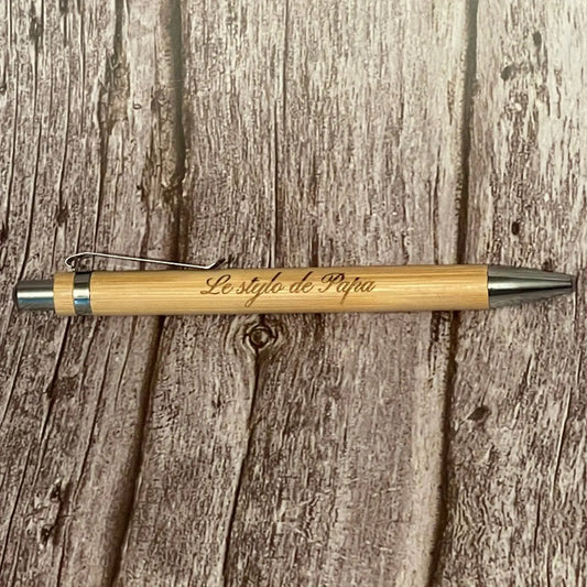 Stylo en bambou gravé « Le stylo de Papa » — Cadeau personnalisé ROUSSILLON CRÉATIONS