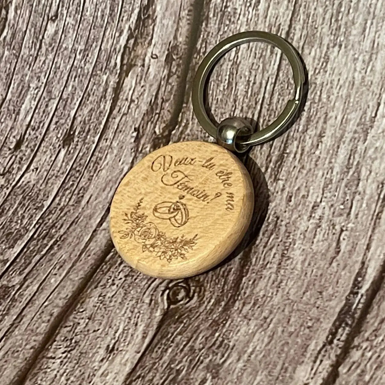 Porte-clés en bois personnalisé : Veux-tu être ma témoin ? ROUSSILLON CRÉATIONS