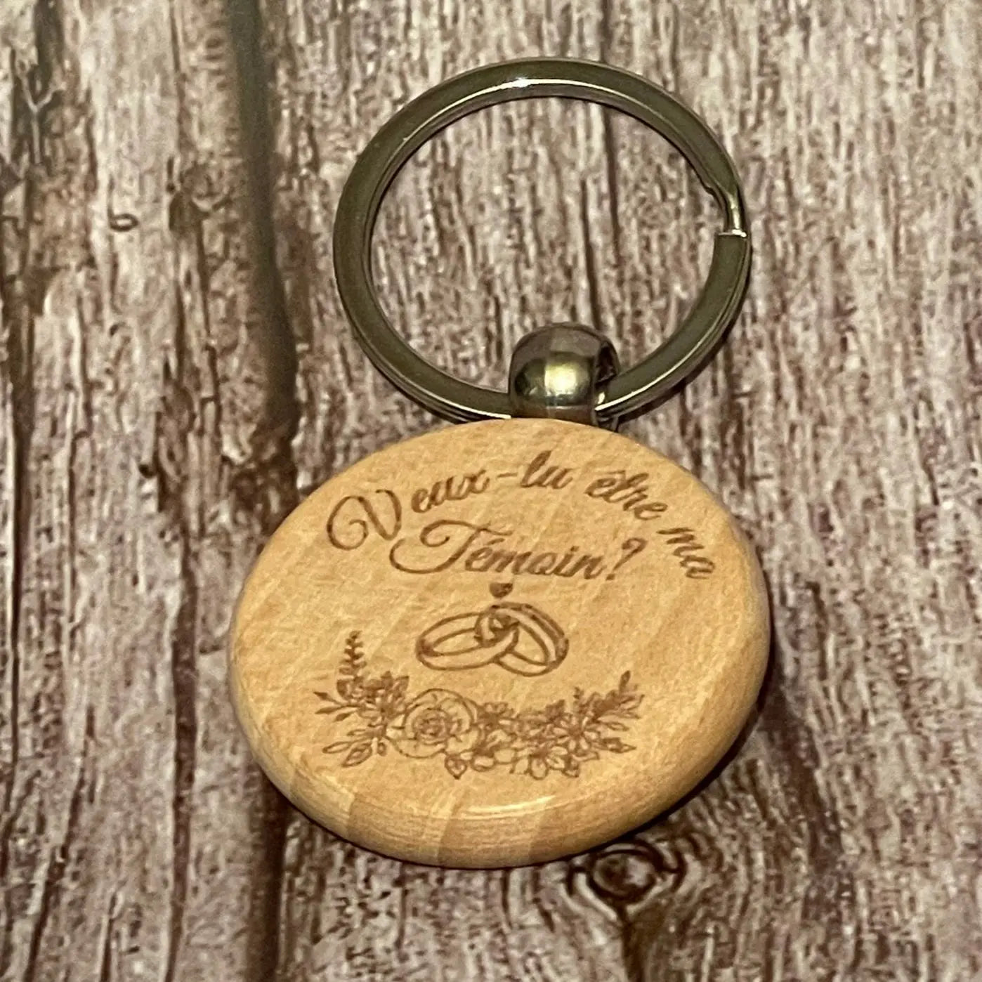 Porte-clés en bois personnalisé : Veux-tu être ma témoin ? ROUSSILLON CRÉATIONS