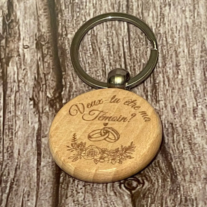 Porte-clés en bois personnalisé : Veux-tu être ma témoin ? ROUSSILLON CRÉATIONS