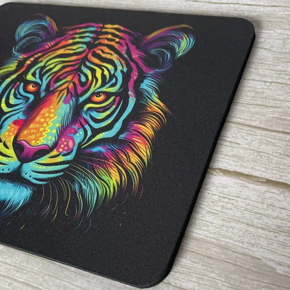 Tapis de Souris Design Tigre Psychédélique & Néon ROUSSILLON CRÉATIONS