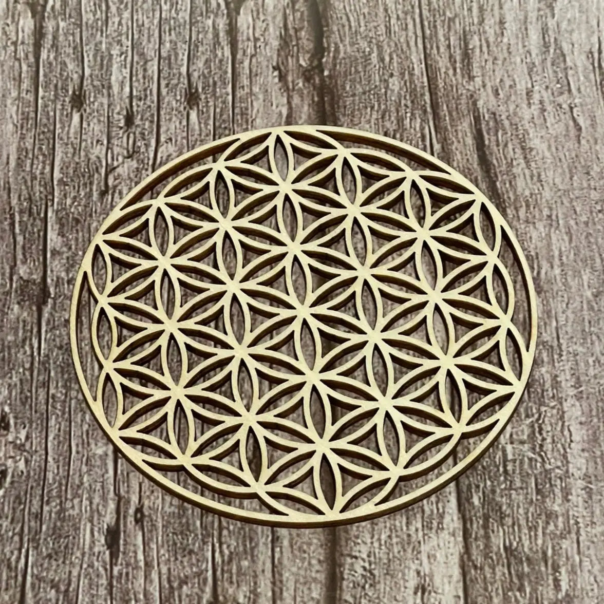 Fleur de Vie en bois–10 cm–Décoration artisanale gravée au laser ROUSSILLON CRÉATIONS