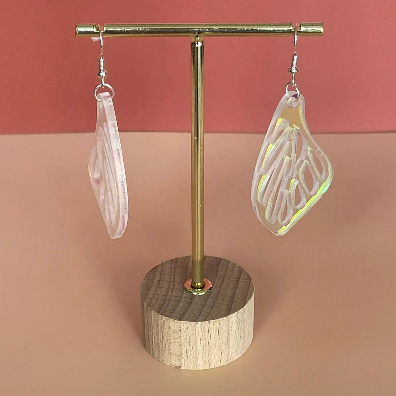 Boucles d'oreilles Aile de Papillon - Acrylique Transparent Holographique ROUSSILLON CRÉATIONS