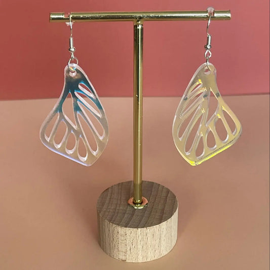 Boucles d'oreilles Aile de Papillon - Acrylique Transparent Holographique ROUSSILLON CRÉATIONS