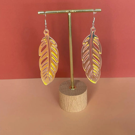 Boucles d'oreilles  Plume — Acrylique Holographique ROUSSILLON CRÉATIONS