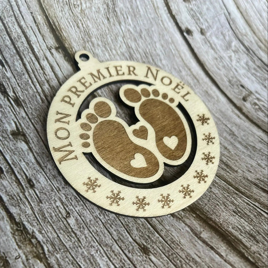 Décoration de Noël "Mon Premier Noël" en bois – Gravure laser personnalisée pour bébé ROUSSILLON CRÉATIONS