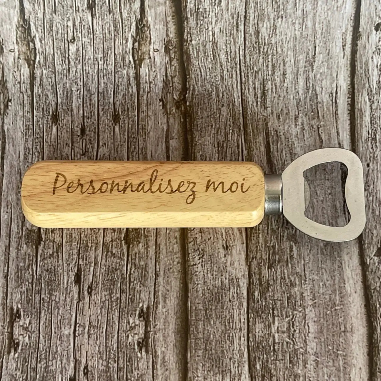 Décapsuleur personnalisé (ouvre-bouteille) gravé au laser – vue générale du produit