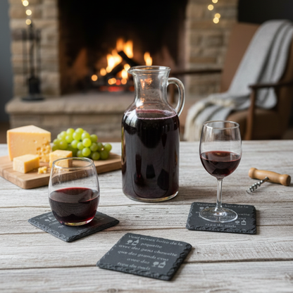 Dessous de verre ardoise humour citation vin Piquette et Gens Chouette ambiance apéro