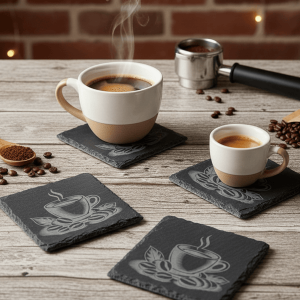 Coffret dessous de verre ardoise Pause Café – cadeau fête des mères – Roussillon Créations Tautavel (66)
